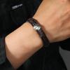 Comercio electrónico transfronterizo puntos calientes aleación baloncesto pulsera de cuero para hombre pulsera tejida a mano de cuero