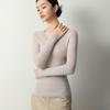 Camiseta Básica de Punto de Lana Peinada Superfina Yangzi para Mujer Otoño e Invierno Cuello Redondo Ajustado Delgado Jersey Interior Fino