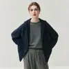 Chaqueta de Cachemira Gruesa Suelta Ajustada para Mujer con Capucha Cremallera Otoño e Invierno 2025 Nuevo Cárdigan Suéter de Punto