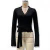 Transfronterizo Y2K Principios de Otoño Nuevo Top Sexy de Encaje con Tirantes para Mujer Camisa Base Ajustada de Manga Larga