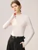 Nueva colección de otoño e invierno: Suéter de punto para mujer, ajuste ceñido, cuello alto medio, mezcla de lana pura, manga larga, perfecto como capa interior