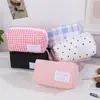 Bolsa de maquillaje estilo coreano nueva de gran capacidad, bolsa de almacenamiento acolchada de algodón con forma de corazón, linda bolsa de aseo portátil, bolso de mano de compras