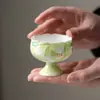 Taza maestra de cerámica minimalista de pie de Miyan, taza de té con borde floral hecha a mano, taza de té de peonía pintada a mano, juego de té Kung Fu