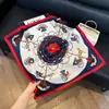 Pañuelo de Seda 70 Cuadrado Moda Coreana de Alta Gama Versátil Profesional Seda Sintética Pequeño Pañuelo de Cuello Estampado Retro Pañuelo de Seda para Mujer
