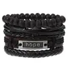 Promoção quente Europa e Estados Unidos novo conjunto de quatro peças de pulseira de couro genuíno HOPE pulseira trançada masculina joias atacado