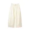 Garantia de Qualidade Seda Pura Temperamento Mulher de Meia-idade Novo Estilo Chinês Primavera Outono Trabalho Pesado Padrão Escuro Solto Versátil Calça de Perna Larga Calça Casual