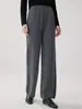 Pantalones de pierna ancha sueltos de 100% cachemira pura de cintura alta para mujer, pantalones largos casuales de punto con caída para otoño e invierno, pantalones versátiles de abrigo