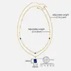 Collar Superpuesto Justop Estilo Europeo y Americano Cadena Dorada con Gemas Azules, Cadena para Clavícula de Doble Capa de Piedra Natural Espinela Azul
