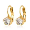 Suministro directo transfronterizo aretes de acero inoxidable con incrustaciones de diamantes para mujer, aretes de flor y moño de moda, accesorios para orejas sin perforación, joyería de lujo ligero