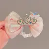 Tiara de Corona de Princesa de Aspecto Elevado Diadema de Perlas para Niños Cuerda de Cabello para Fiesta de Niñas Banda Elástica Accesorios para el Cabello