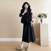 Em Estoque Vestido de Maternidade Outono e Inverno 2025 Moda Coreana Elegante Emagrecedor Novo Estilo Chinês Conjunto de Maternidade Base + Colete de Botão
