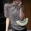 Camiseta Plisada de Manga Corta para Mujer 2026 Nueva Moda Versátil Elegante Vestido de Verano de Cuello Medio Alto con Pliegues Prensados a Mano