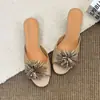 Sandalias de piscina Chuyuji estilo francés elegantes con pedrería de fuegos artificiales para mujer, sandalias versátiles de verano para exteriores con punta redonda y abierta