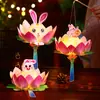 Lanternas do Festival do Meio do Outono Estilo Antigo Lótus Lanternas de Mão Kit de Material DIY para Crianças de Jardim de Infância Lanternas de Coelho Lótus