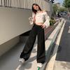 Jeans Feminino Laranja Jovem# Cor Sólida Simples Avançado Perna Larga Cintura Alta Emagrecedor Relaxamento Fashionável Versátil Calça de Chão