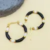 Estilo Europeo Acero Inoxidable Diseño de Nicho Elegante Simple Esmalte Acero de Titanio Geométrico Junta de Bambú Aros Pendientes Adornos de Goteo de Aceite