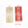 Llavero de aleación ovalada con forma de gota de aceite, accesorios para manualidades, placa con palabras de buena suerte y bendición