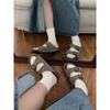 Yuanpai bluepops2023 Otoño Nuevo calcetines gruesos de canalé hasta la pantorrilla calcetines de felpa combinables calcetines de color liso para mujer hf31