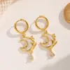 Brincos de Zircônia Lunar e Diamante Estilo Fantasia Transfronteiriço Design de Corrente em Forma de O Joias Românticas e Charmosas