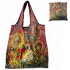 Sacola de Compras Dobrável com Grande Capacidade, Série Pintura a Óleo, Nova Estampa Digital de Desenho Animado, Sacola de Compras Portátil Ecológica