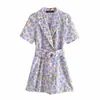 2025 Verano estilo europeo y americano para mujer, nuevo mono corto estampado floral 5499