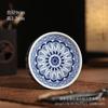 Cuenco con tapa azul y blanca, estilo chino, retro, de cerámica, para el hogar, grande, con forma de herradura, para regalo de mano