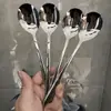 Nueva Cuchara de Acero Inoxidable, Cuchara de Mango Largo de Aspecto Elegante, Cuchara para Comer, Cuchara de Postre para el Hogar, Cuchara para Helado, Cuchara Redonda Grande Engrosada