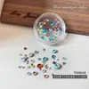 Rhinestones de color Chunri Hua Zi de corte 33 con base puntiaguda para arte de uñas, rhinestones redondos multicolores multifacéticos súper brillantes para decoración de uñas DIY