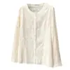 Camisa Casual Feminina Plus Size Outono Nova Corte Tridimensional Estilo Chinês Bordada Gola Redonda Manga Longa 100kg 0763