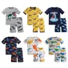 Roupa de Casa para Meninos Transfronteiriça Europeia e Americana Algodão Puro Costela Manga Curta Shorts Conjunto de Pijama Infantil de Comércio Exterior Cartoon para Meninas