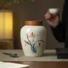 Tarro de Cerámica Azul y Blanco Pintado a Mano con Color Bajo Esmalte para Té, Tarro de Cerámica Sellado a Prueba de Humedad para Almacenamiento de Té, Juego de Té Kung Fu para el Hogar, Contenedor de Almacenamiento de Té