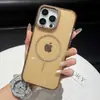 Funda magnética fina para iPhone 17 Pro Max con diamantes brillantes en el marco de la cámara, funda protectora anticaídas para Apple 16