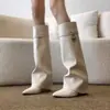 Botas altas hasta el muslo, botas hasta la rodilla, botas de tacón alto, botas con hebilla, botas de otoño/invierno, botas estilo cinturón, botas estilo coreano