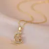 Collar para Mujer, Estilo Influencer Transfronterizo Flor de Girasol Circonita Giratorio Conjunto de Tres Piezas Decoración Collar de Acero de Titanio