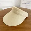 Chapéu de Palha de Verão Feminino para Praia com Aba Larga, Proteção UV, Proteção Solar, Chapéu com Topo Aberto, Chapéu Faixa de Cabeça, Atacado Transfronteiriço