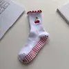 Calcetines de Yoga para Mujer, Calcetines de Media Pantorrilla con Bordado de Encaje, Diseño de Frutas, Calcetines Deportivos Profesionales Antideslizantes para Pilates, Fitness, Suelo, Transfronterizo