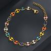 Pulseira com Flor de Gota de Óleo Estilo Boêmio Tendência Nacional Feminina Verão Aço Inoxidável 18K Nova Pulseira Estilo Chinês