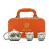 Juego de Té Kung Fu Guobao Kiln Plateado en Plata Gama Alta Tetera de Plata 999 Taza de Té de Plata Portátil Regalo Práctico para Negocios