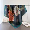 Bufanda Cuadrada Grande de Seda Artificial para Mujer, Primavera y Verano, Delgada, para Viaje, Protector Solar, Chal, 90x90cm, Bufanda, Bufanda Decorativa, Pañuelo para la Cabeza