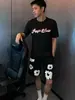 Pantalones Cortos Casuales de Algodón con Estampado de Espuma Estilo Americano de Marca de Moda para Hombre, Pantalones Cortos Deportivos de Baloncesto de Verano, Pantalones Exteriores de Tres Cuartos