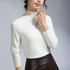 Camisa Básica de Tricô com Gola Alta de Lã Feminina 2026 Novo Estilo Início do Verão Ombro Normal Modelagem Justa para Verão, Outono e Inverno Camada