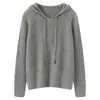 Nuevo suéter de cachemir 100% puro Yuanbaozhen para otoño e invierno para mujer, sudadera con capucha tejida con mangas insertadas, color liso