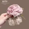 Diadema de Gasa Súper Hada con Rosa para el Cabello para Mujer Nueva Cuerda Elástica para Moño Dulce Accesorio de Estilismo para Cola de Caballo Sensación de Alta Gama