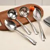 Utensílios de Cozinha Domésticos de Aço Inoxidável, Resistentes a Altas Temperaturas e à Prova de Ferrugem, Espátula, Concha de Sopa, Escumadeira, Ferramentas de Cozinha Multifuncionais