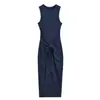 Yujie Urbano Elegante para Viajar Sexy Cintura Alta Cadera Falda de Moda Nicho Cintura con Cordones Color Sólido Delgado Vestido
