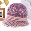 Gorro de Invierno para Mujer Madre de Mediana Edad y Anciana Señora Mayor Cálido de Piel de Conejo Ala Ancha de Lana con Forro de Terciopelo Impermeable de Punto