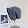 Gorro de Diseñador con Bloques de Color y Borde Plegado Cálido de Invierno Protección para los Oídos Holgado Moda Tejido de Lana de Moda