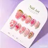 30 Peças Unhas Vestíveis 3D Morango Uva Coração Transfronteiriças Formato Amêndoa Arte de Unha Frutada Pontas de Unha Postiça Destacáveis