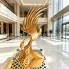 Fábrica de Origen Acero Inoxidable Fénix Dorado Hueco Adorno Abstracto Nuevo Estilo Chino Escultura Paisajística para Patio Comunitario Personalización