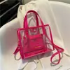 Bolsa de Gelatina da Moda Transfronteiriça para Mulheres, Bolsa de Mão Transparente Fashion de Grande Capacidade, Bolsa Simples e Versátil Estilo Férias na Praia para Sogra